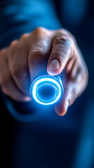 Wall Mural - hand activating glowing circular device