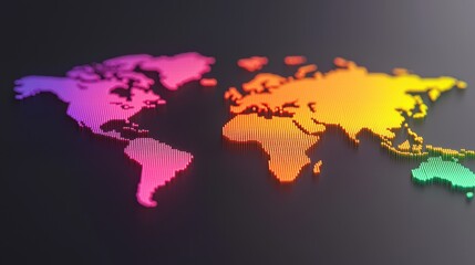 Poster - World map infographic concept. Vibrant 3D World Map with Color Coded Regions and Infographic Elements