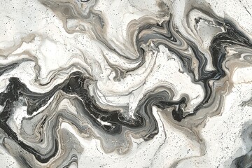 Poster - swirling marble texture with shades of gray, black, and white, creating an abstract and dynamic flow