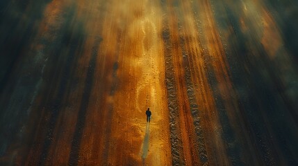 Wall Mural - an aerial view of a farmer sowing beans in vast sy bfafcadadecfbe AI generated illustration