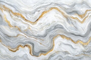 Poster - Elegant marble texture featuring flowing streaks of gold, grey and white, creating a sophisticated and luxurious backdrop for graphic design and interior decoration projects.