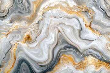 Poster - Magnificent marble texture featuring swirling patterns of gold, grey, and white hues creating an exquisite, organic and luxurious surface for elegant designs and backgrounds.