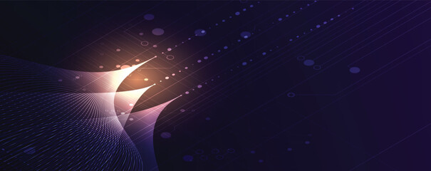 Poster - Neural network with computer circuit board futuristic background