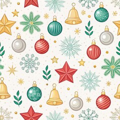 Poster - Seamless patterns. Fabric pattern. Christmas-themed pattern with ornaments. textile, Tile 