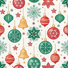 Poster - Seamless patterns. Fabric pattern. Christmas-themed pattern with ornaments. textile, Tile 