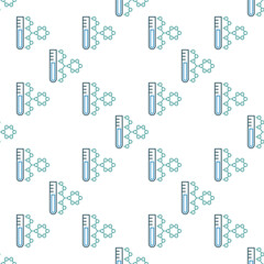 Poster - Chemical Molecule and Test-Tube vector Biotechnology Science outline seamless pattern