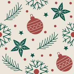 Wall Mural - Seamless patterns. Fabric pattern. Christmas-themed pattern with ornaments. textile, Tile 