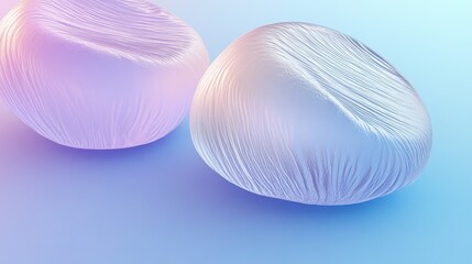 Poster - Futuristic abstract spheres with soft textured surfaces on gradient background