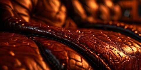 Fototapete - A leather couch with a brown leather cover