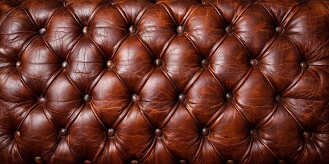 Fototapete - A brown leather couch with a pattern of buttons