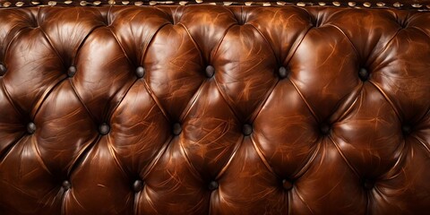 Poster - A brown leather couch with a patterned design