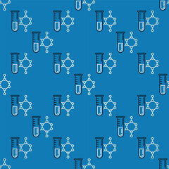Poster - Chemical Compound and Test Tube vector Lab Glassware concept line seamless pattern