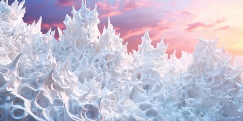 Poster - A snow covered mountain with a pink sky in the background