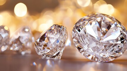 Aufkleber - Stunning display of diamonds arranged artistically with bokeh lights for luxurious effect : Generative AI
