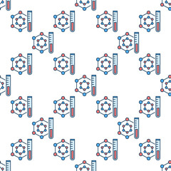 Poster - Molecule and Test-Tube vector Chemical colorful seamless pattern
