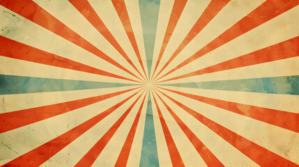 Poster - Vintage radial background with red and blue rays creating a retro circus feel for design use