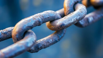 Aufkleber - CloseUp of Rusty Metal Chain Links Symbolizing Strength and Connection Amidst Life's Challenges : Generative AI
