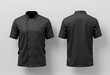 © Mahmudul - Blank black and white chef jacket mockup set, front view, 3d rendering. Empty cotton master protect overcoat mock up , isolated. Clear service or chief clothe barathea mokcup template.