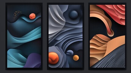 Poster - Set of abstract banners with different elements, eps 10