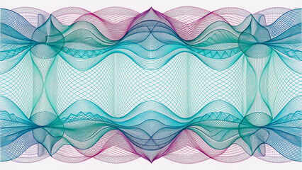 Wall Mural - abstract teal and purple wave design with intricate network pattern