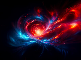 Aufkleber - vibrant swirling energy bursts forth in hues of red and blue against a dark backdrop, creating a dyn