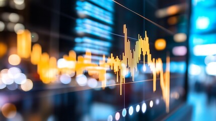 Aufkleber - A hightech financial graph displayed on a digital screen indicating stock market trends and analysis : Generative AI