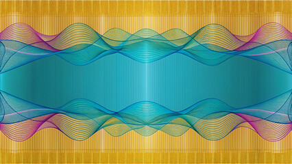 Wall Mural - abstract teal and purple wave design with intricate network pattern