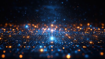 Poster - Abstract Digital Background with Sparkling Lights and Particles