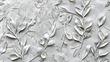 Poster - Elegant relief design showcases botanical elements on a smooth, textured backdrop, emphasizing artistry and craftsmanship