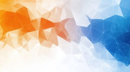 Poster - Blue and orange geometric polygonal grunge background. Hi-tech low poly banner vector design