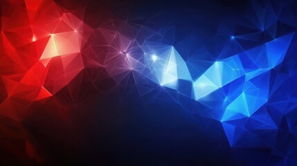 technology bright low poly connection abstract background. blue and red blurred futuristic vector de