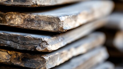 Poster - Closeup of stacked wooden planks showcasing natural texture and grain detail in rustic design : Generative AI