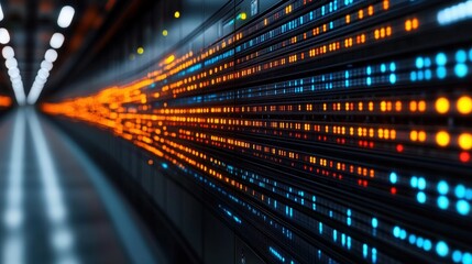 Poster - Data Center Technology with Bright Fiber Optic Lights in Motion
