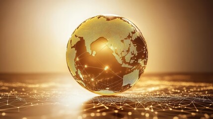 Poster - technology image of globe. abstract polygonal shapes. background with connecting dots and lines. gra