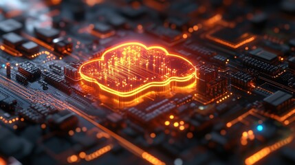 Poster - Futuristic Cloud Technology Concept with Circuit Board Design