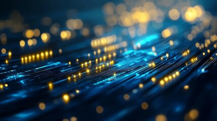 Aufkleber - Beautiful abstract digital background with glowing lights and flowing lines representing innovation and technology : Generative AI