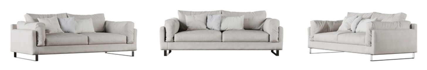 Poster - Sofa set isolated on transparent background. 3D render. 3D illustration.