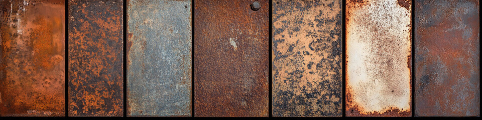 Poster - Different textures of weathered metal panels in various colors