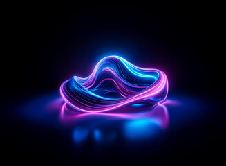 Abstract glowing shape with blue and purple hues on a dark surface, creating a futuristic and technological ambiance.