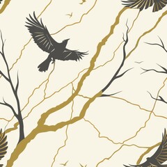 Poster - Seamless patterns. Fabric pattern. Marble texture with gold veins. textile, Tile 