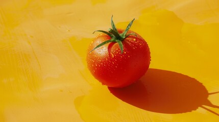 Wall Mural - red tomatoe in a yellow background