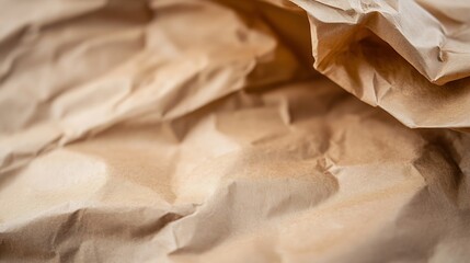 Fototapete - Close up view of crumpled brown paper showcasing natural textures and unique patterns : Generative AI