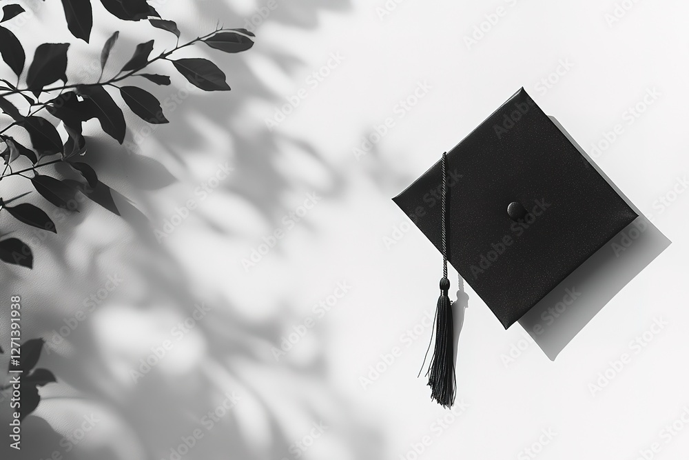 Celebrate Success! A Classic Black Graduation Cap with Tassel, Isolated ...