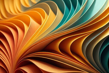 Fototapete - Colorful abstract paper strips creating wavy pattern