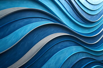 Fototapete - Blue and grey wavy stripes creating an abstract pattern