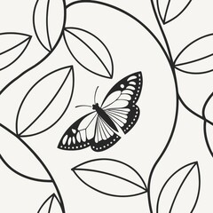 Poster - Seamless patterns. Fabric pattern. Minimalistic monochrome lines. textile, Tile 