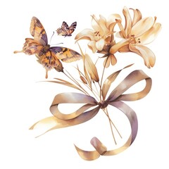 Wall Mural - Elegant butterflies and flowers illustration