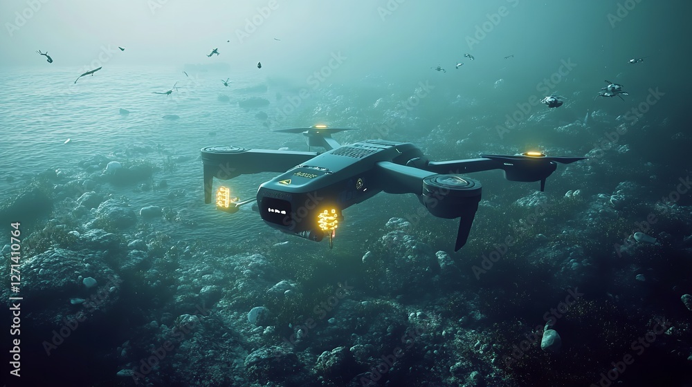Futuristic Underwater Drone Exploring Ocean Depths Advanced Technology ...