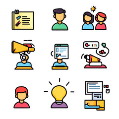 Poster - Business Concepts Icon Set, Creative Idea and Digital Marketing Elements