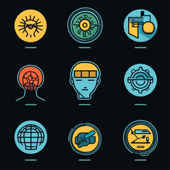Poster - Conceptual Icons Set Illustrating Artificial Intelligence and Machine Learning